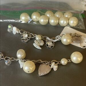 Elegant Pearl Charm Bracelet Broken